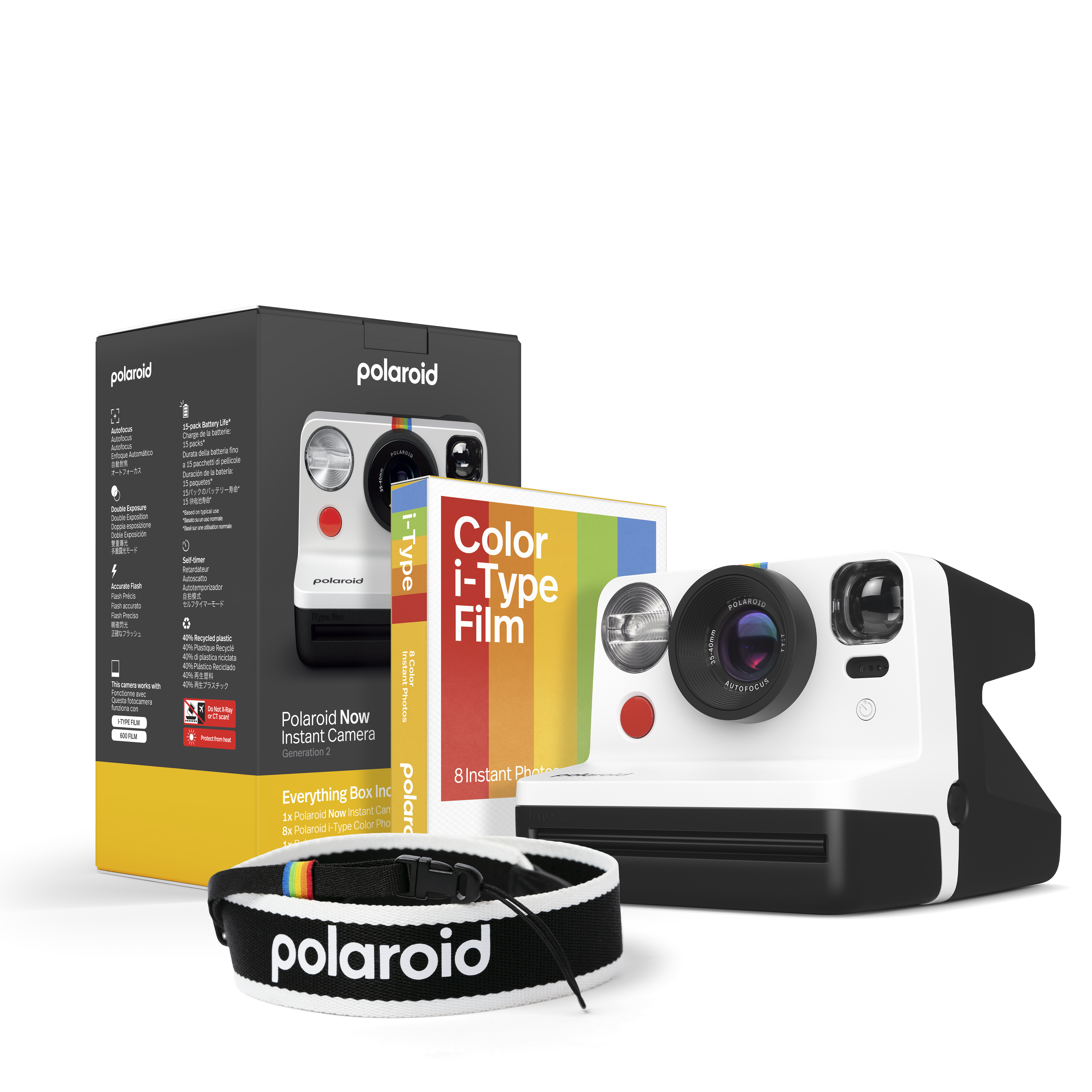 EB Polaroid Now Gen 2 B&W - White frame & Strap