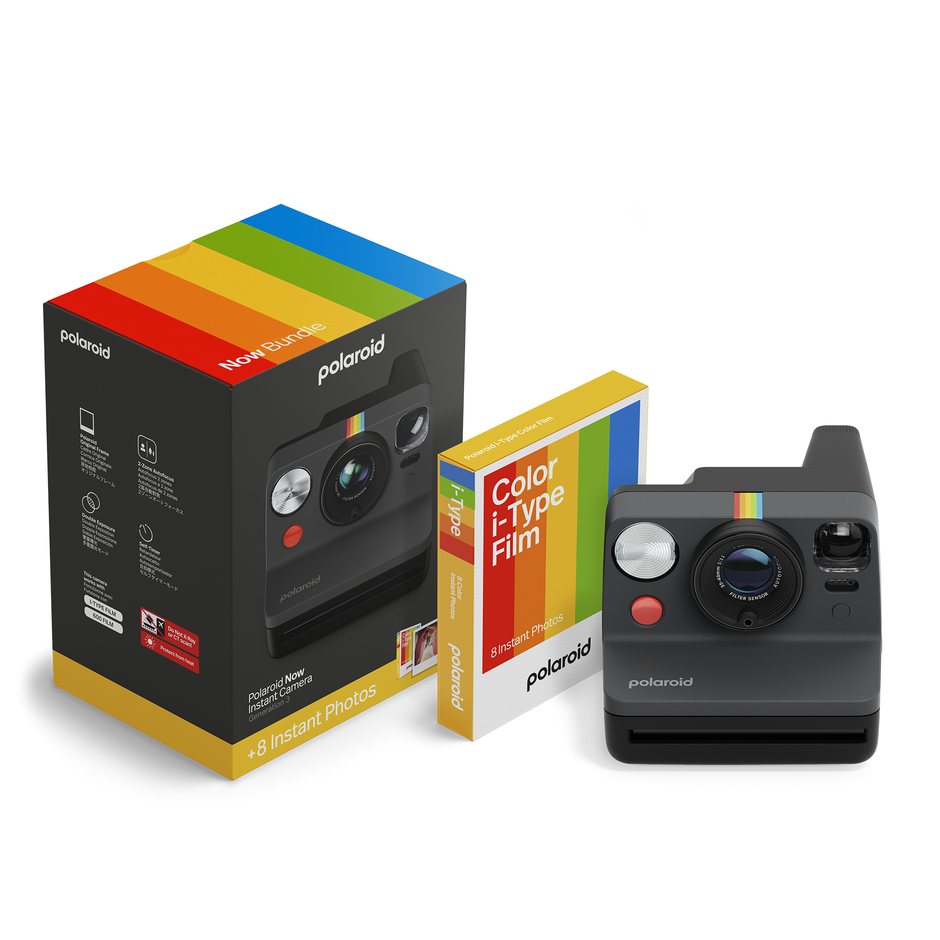 Polaroid Now Gen 3 Siyah + Color Film Bundle (8 film) 
