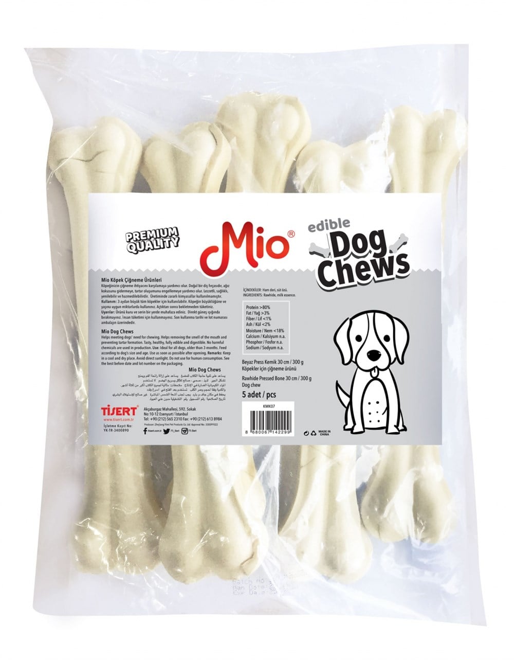 Mio Beyaz Press Kemik 30 cm - 300 g - 5'li