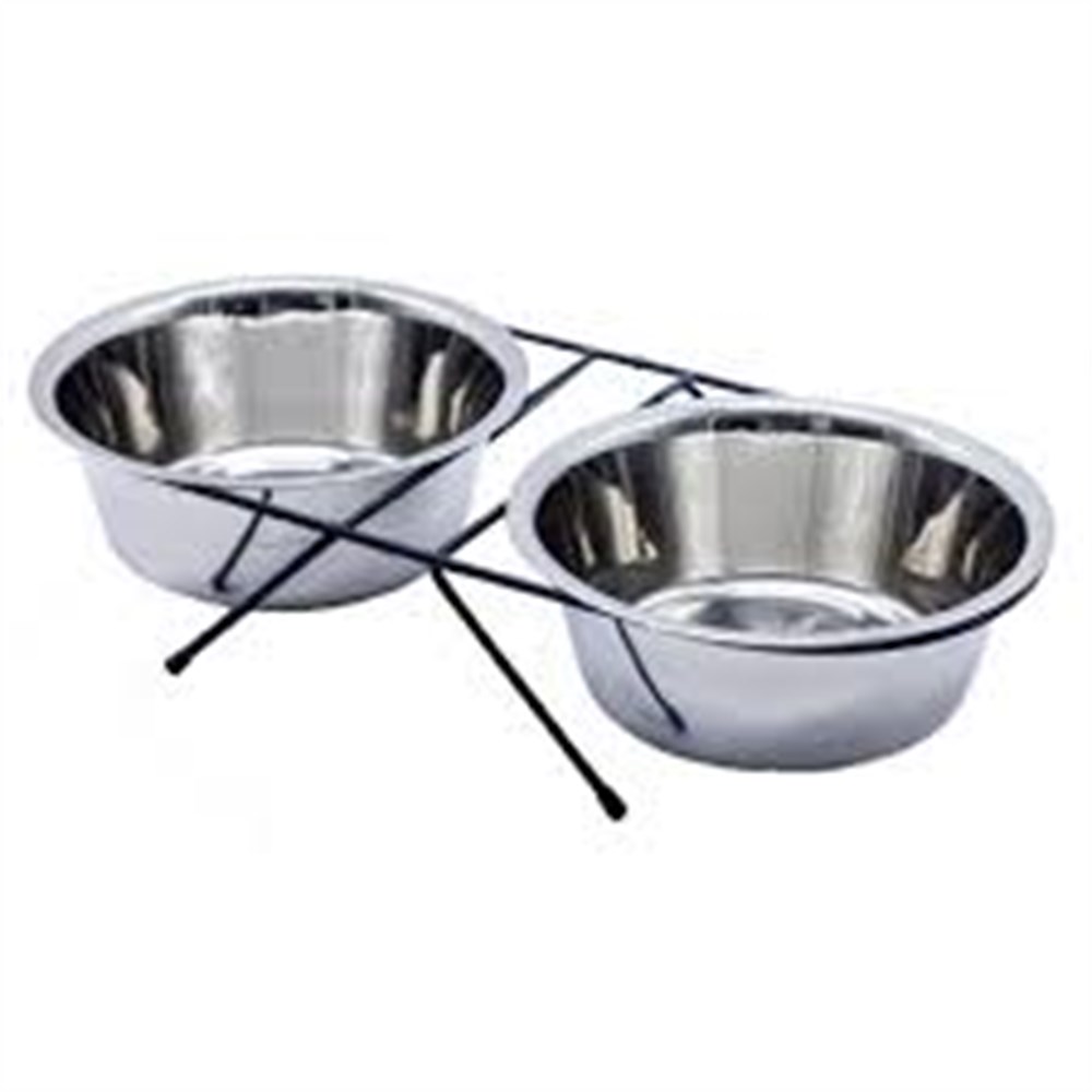 14264-53 İkili Çelik Mama Kabı Orta 34cm