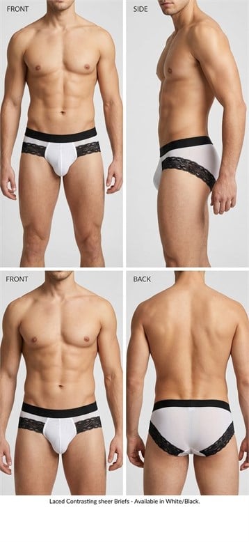 Erkek Beyaz Tül Dantelli Slip İç Giyim