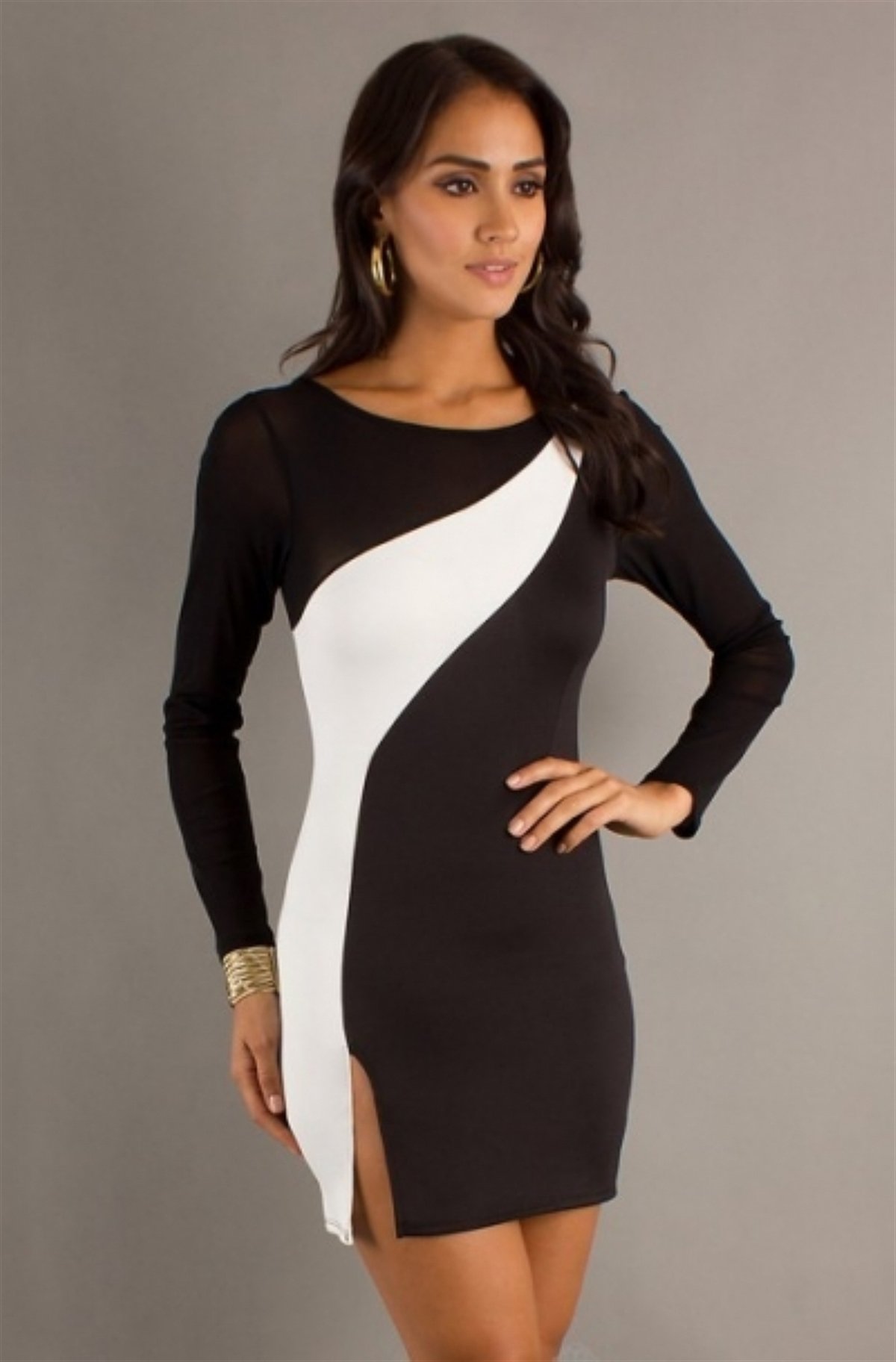 Terry Pau TP100886 Yırtmaçlı Kontra Elbise