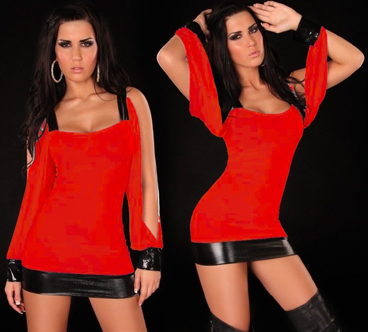 Terry Pau TP100997 Seksi Mini Elbise