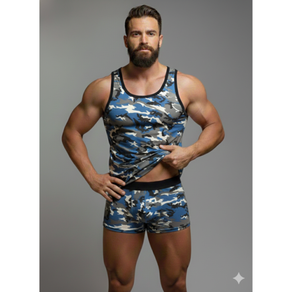 Erkek Kamuflaj Tank Top Boxer İç Çamaşır Takımı