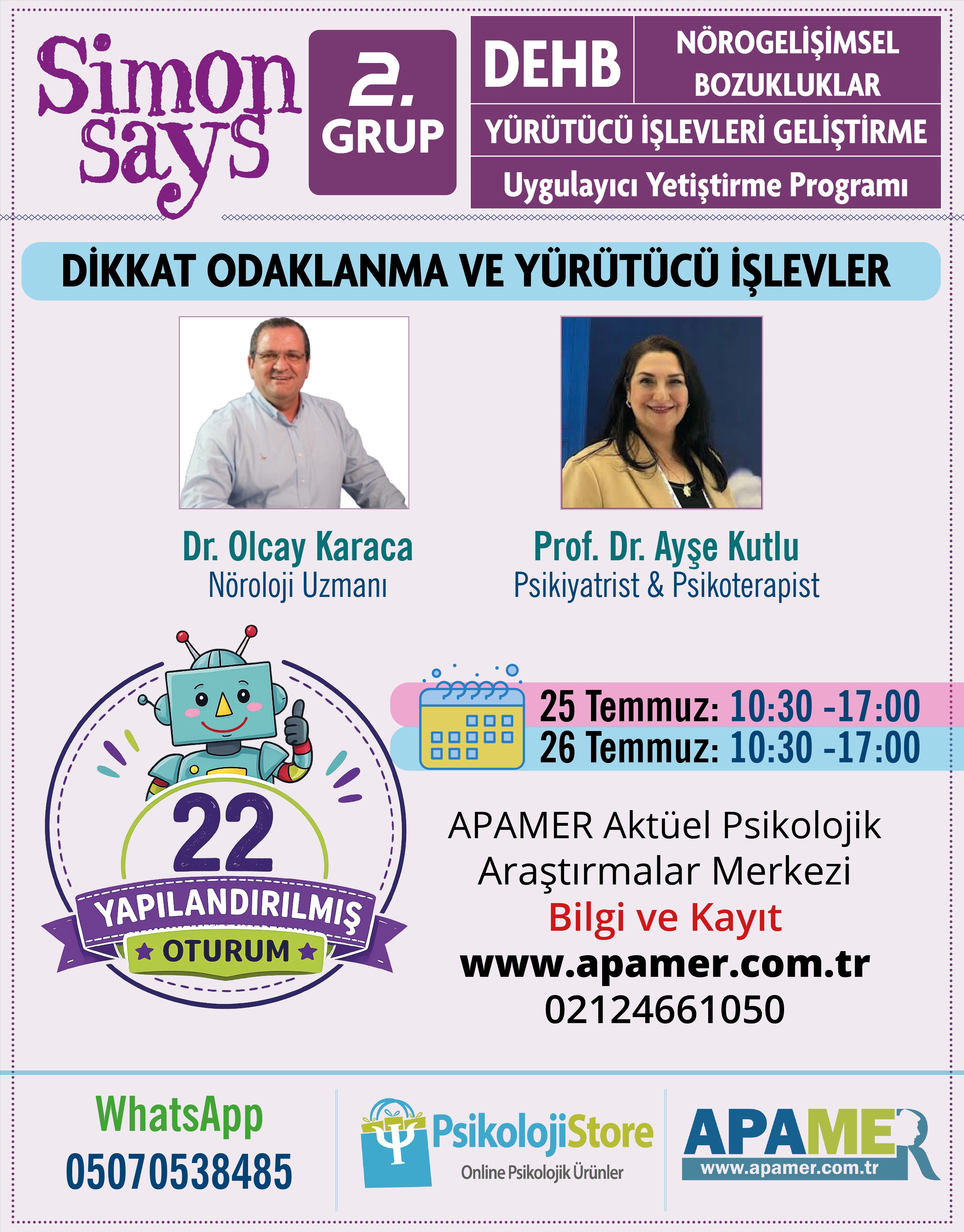 Simon Says Dikkat Odaklanma ve Yürütücü İşlevler Programı