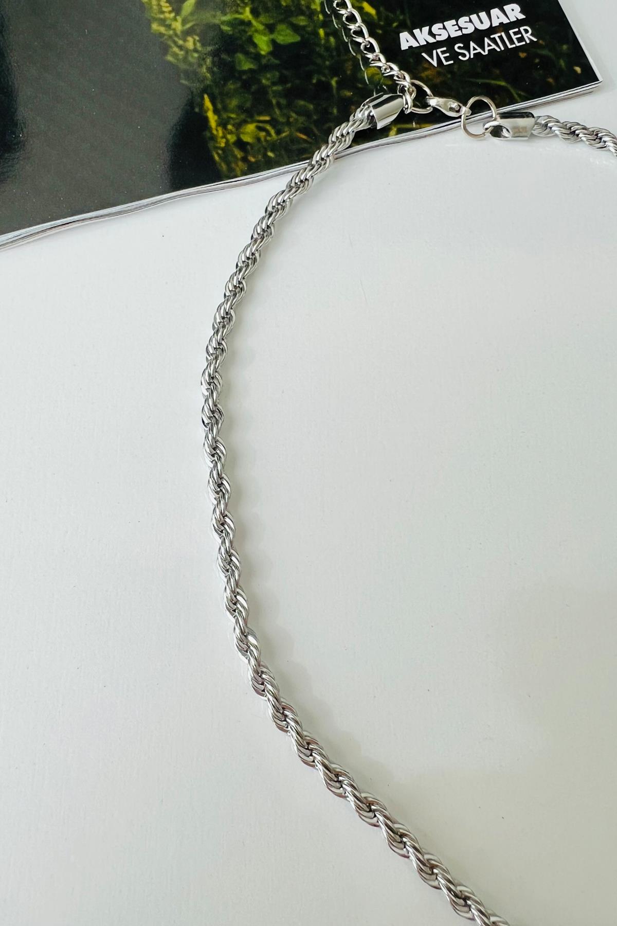 Gümüş Kaplama Silver Sarmal Burgu Bujiteri Kolye