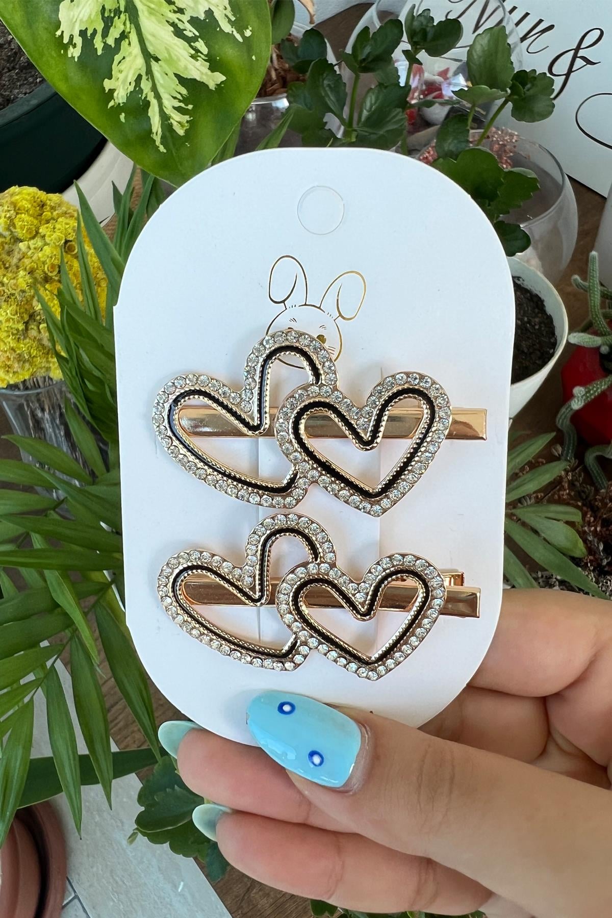 Kalp Detaylı Rose Gold Renk 2'li Toka