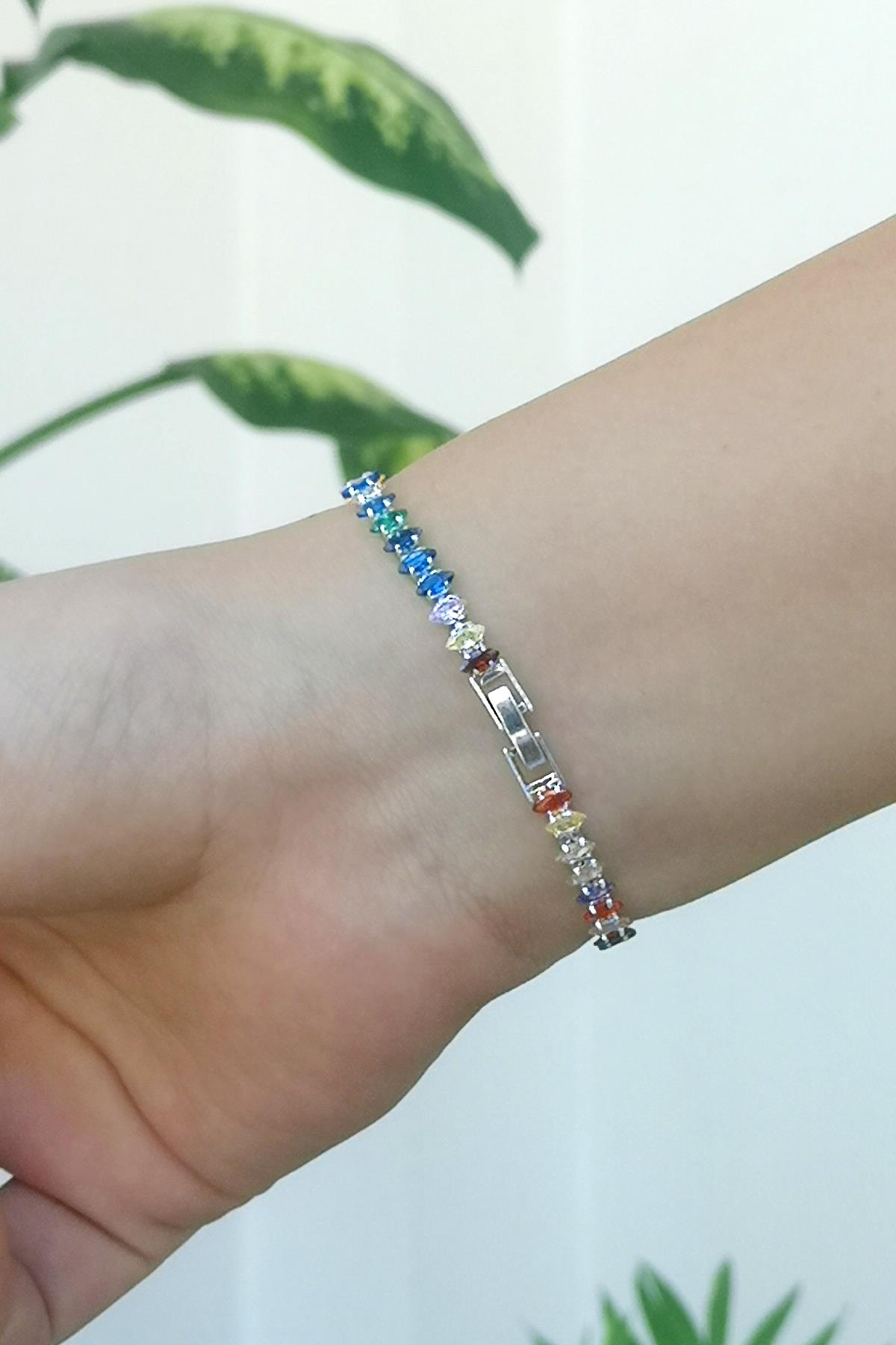 Miks Zirkon Taşlı Mekik Model Su Yolu Bileklik