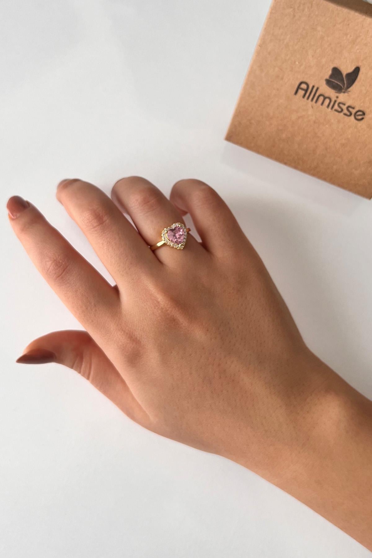 Pembe Model Ayarlanabilir Altın Kaplama Çelik Yüzük