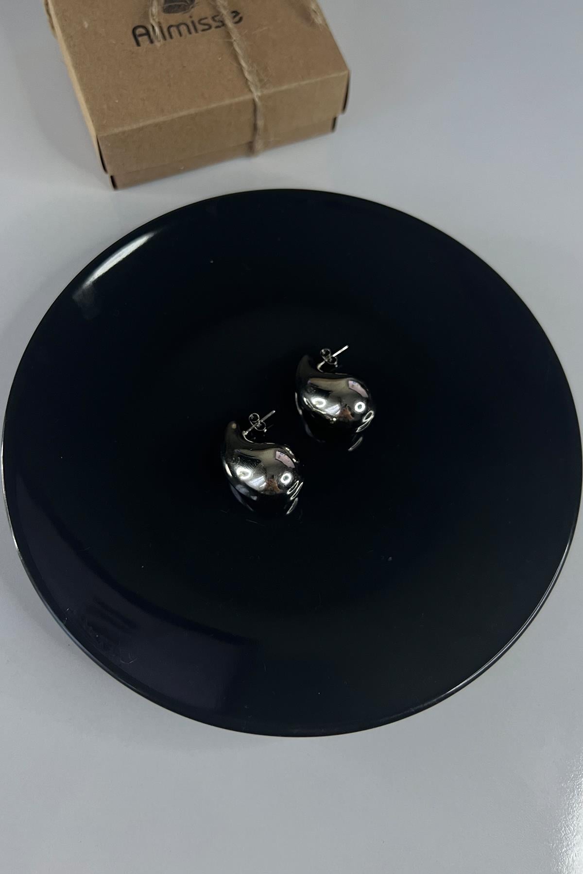 Silver Kaplama Damla Model Çelik Küpe