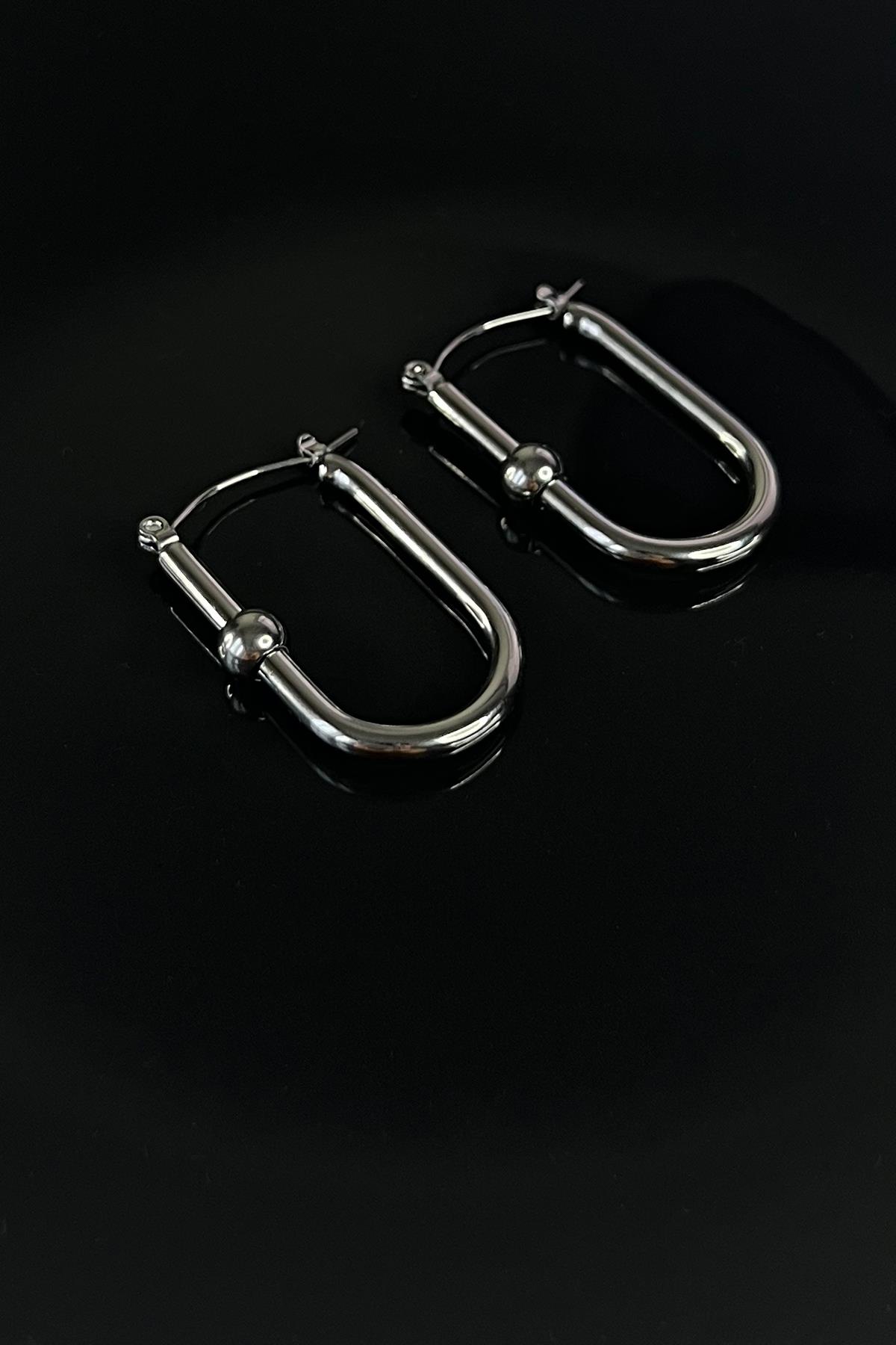 Silver Kaplama Düz Çelik Küpe