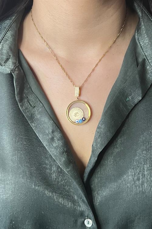 Açılabilir Çerçeve Camlı Çelik Kolye (Çeyrek Altın veya Yarım Altın Sığmaktadır)