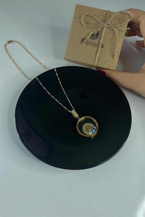 Açılabilir Çerçeve Camlı Çelik Kolye (Çeyrek Altın veya Yarım Altın Sığmaktadır)