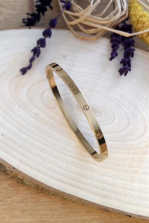 Altın Kaplama Taşsız Model 316L Çelik Kelepçe Bileklik