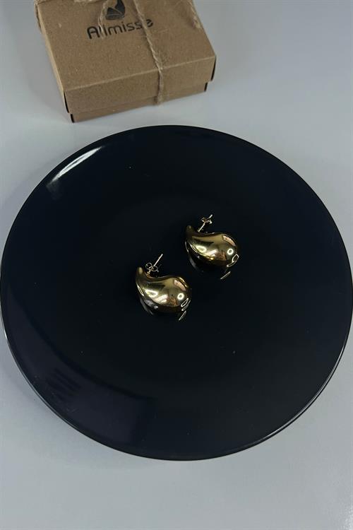 Gold Kaplama Damla Model Çelik Küpe