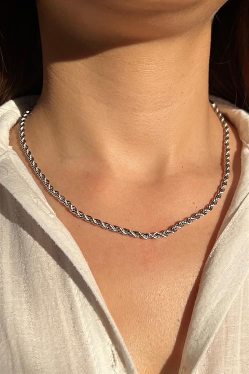 Gümüş Kaplama Silver Sarmal Burgu Bujiteri Kolye