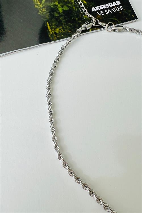 Gümüş Kaplama Silver Sarmal Burgu Bujiteri Kolye