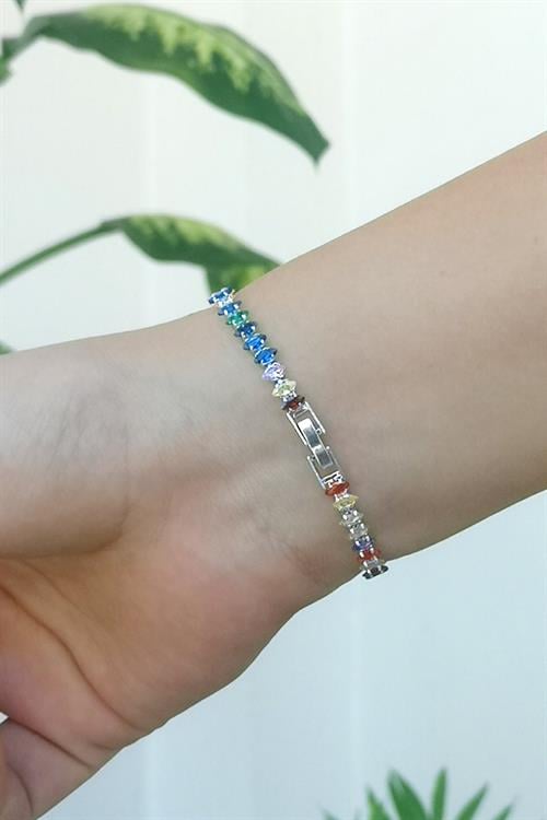 Miks Zirkon Taşlı Mekik Model Su Yolu Bileklik