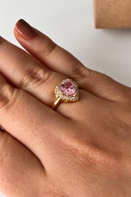 Pembe Model Ayarlanabilir Altın Kaplama Çelik Yüzük