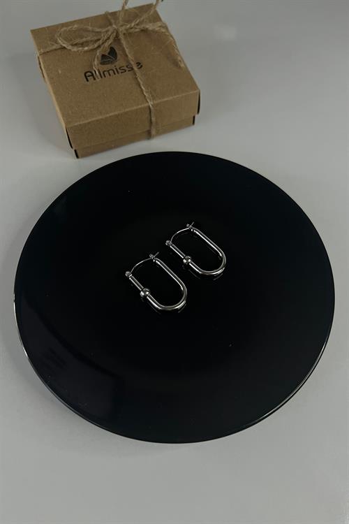 Silver Kaplama Düz Çelik Küpe