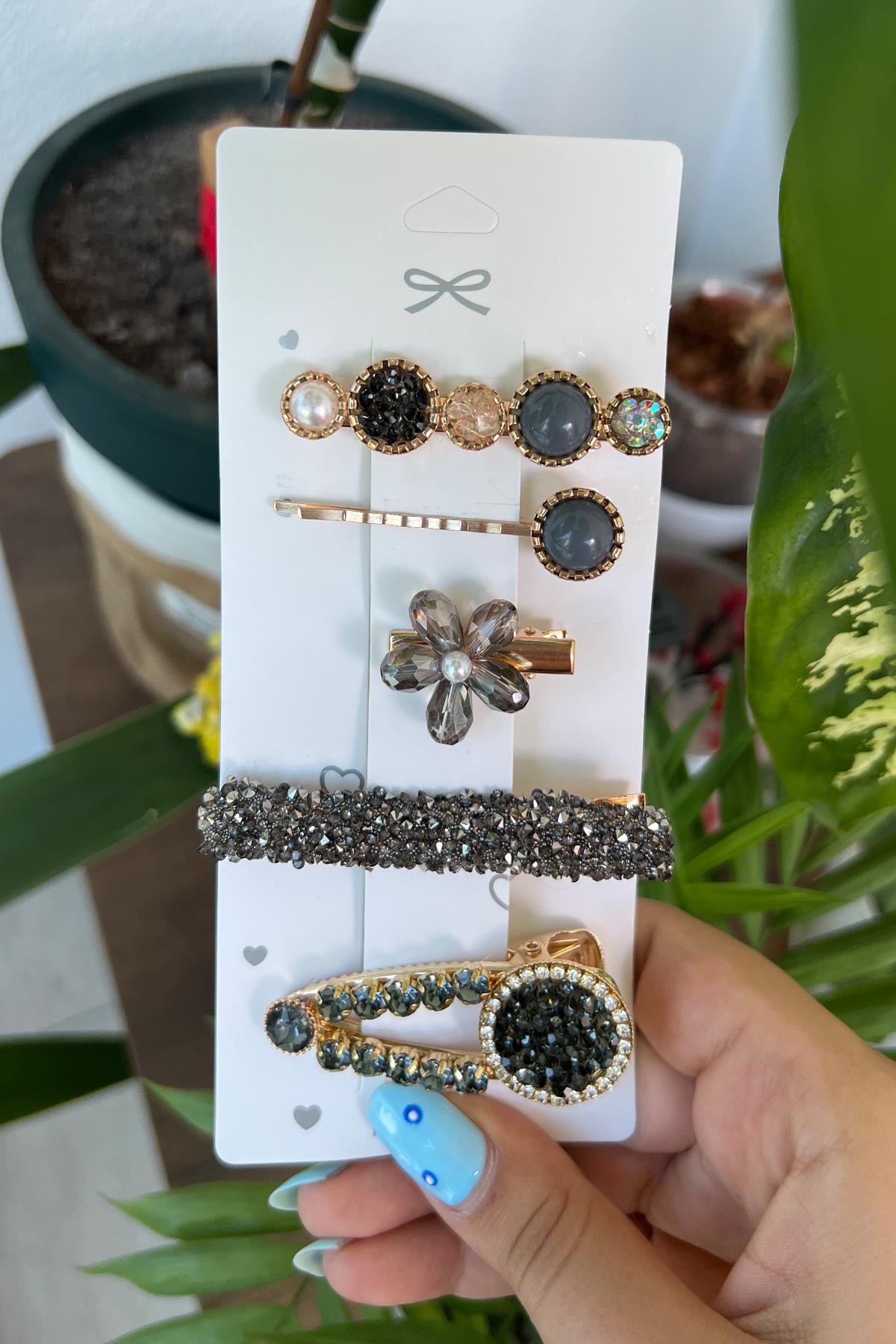 Siyah Gold Kaplama 5'li Toka 