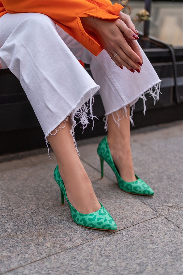Seviy Yeşil İnce Topuklu Kadın Stiletto Ayakkabı
