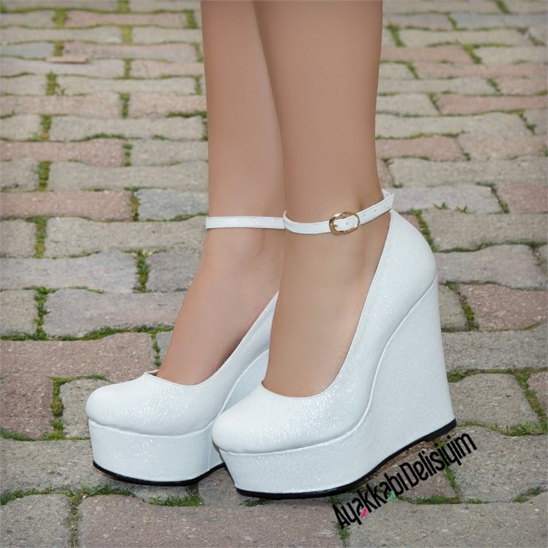 Pelo Beyaz Simli Gelin Ayakkabısı