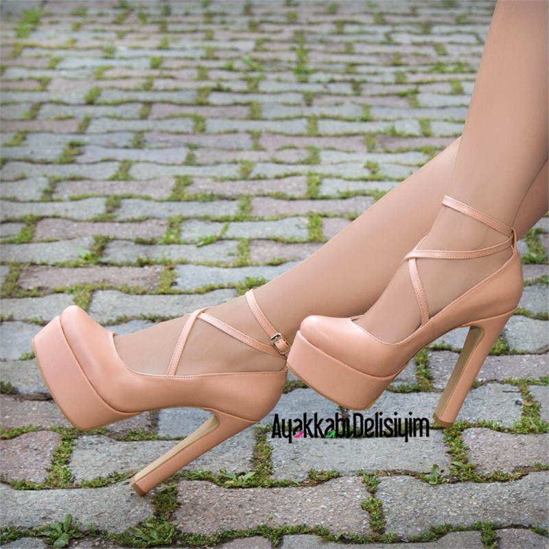 Begonya Pudra Kalın Topuklu Platform Ayakkabı