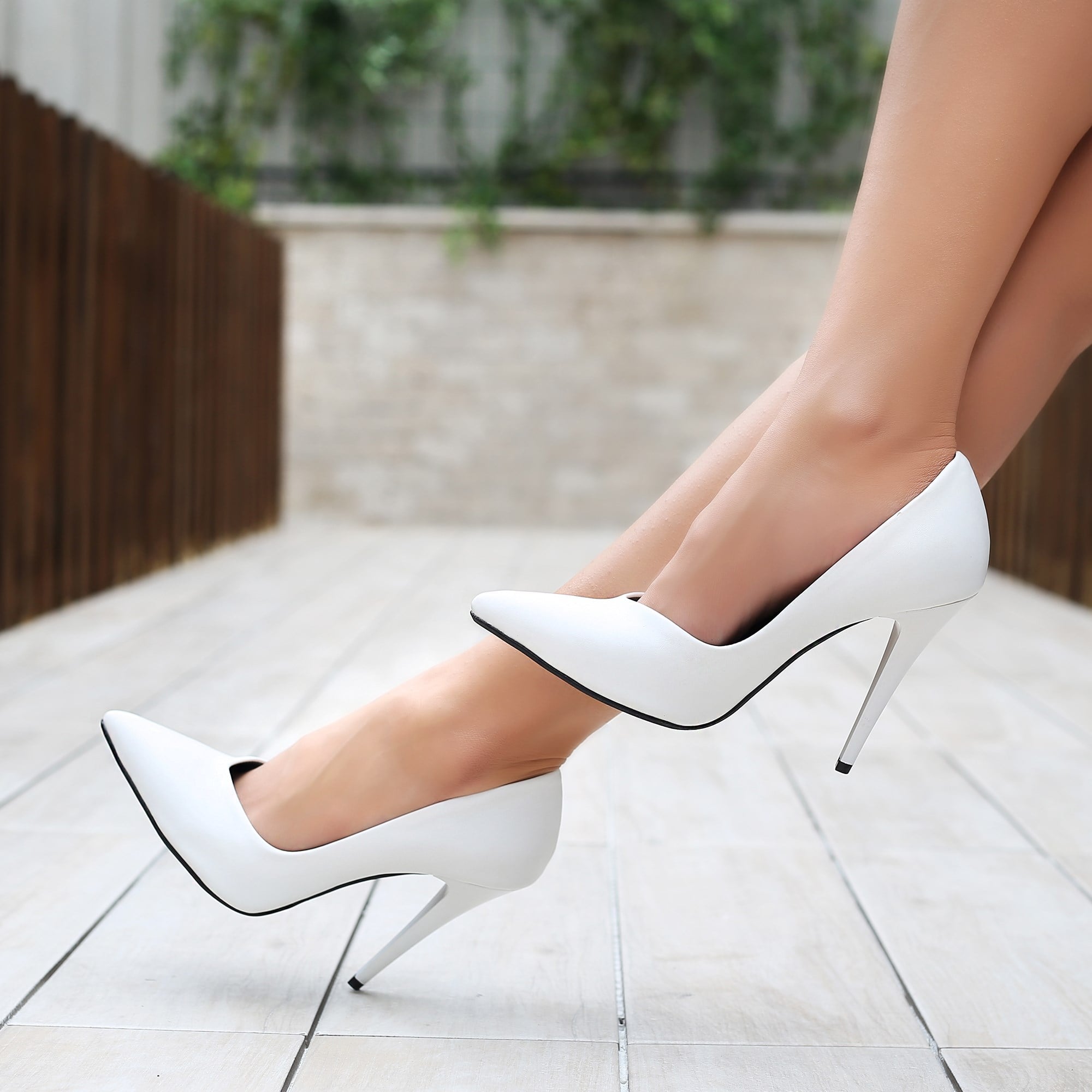 Hina Beyaz Yüksek Topuklu Stiletto