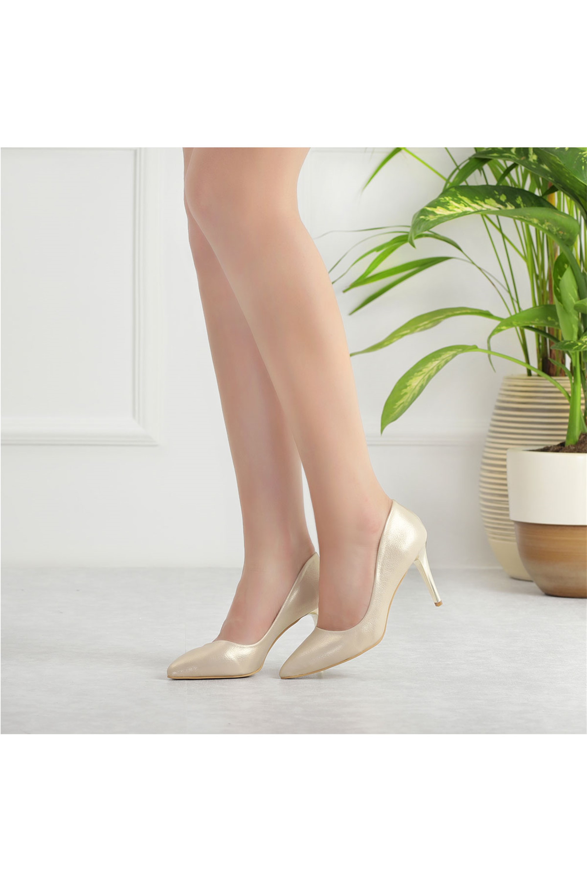 Hiypi Gold Rengi Stiletto Ayakkabı