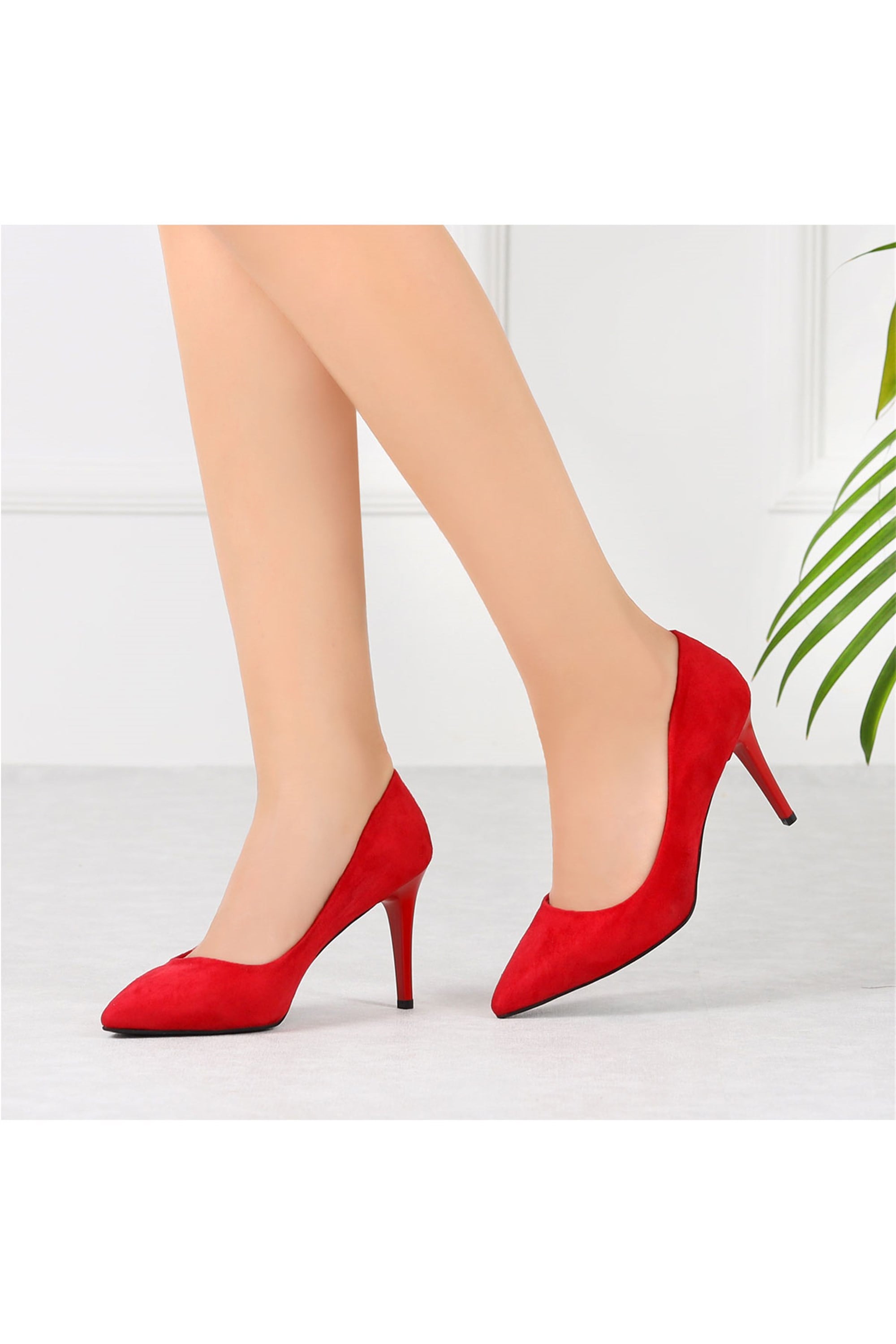 Hiypi Süet Kırmızı Stiletto Ayakkabı