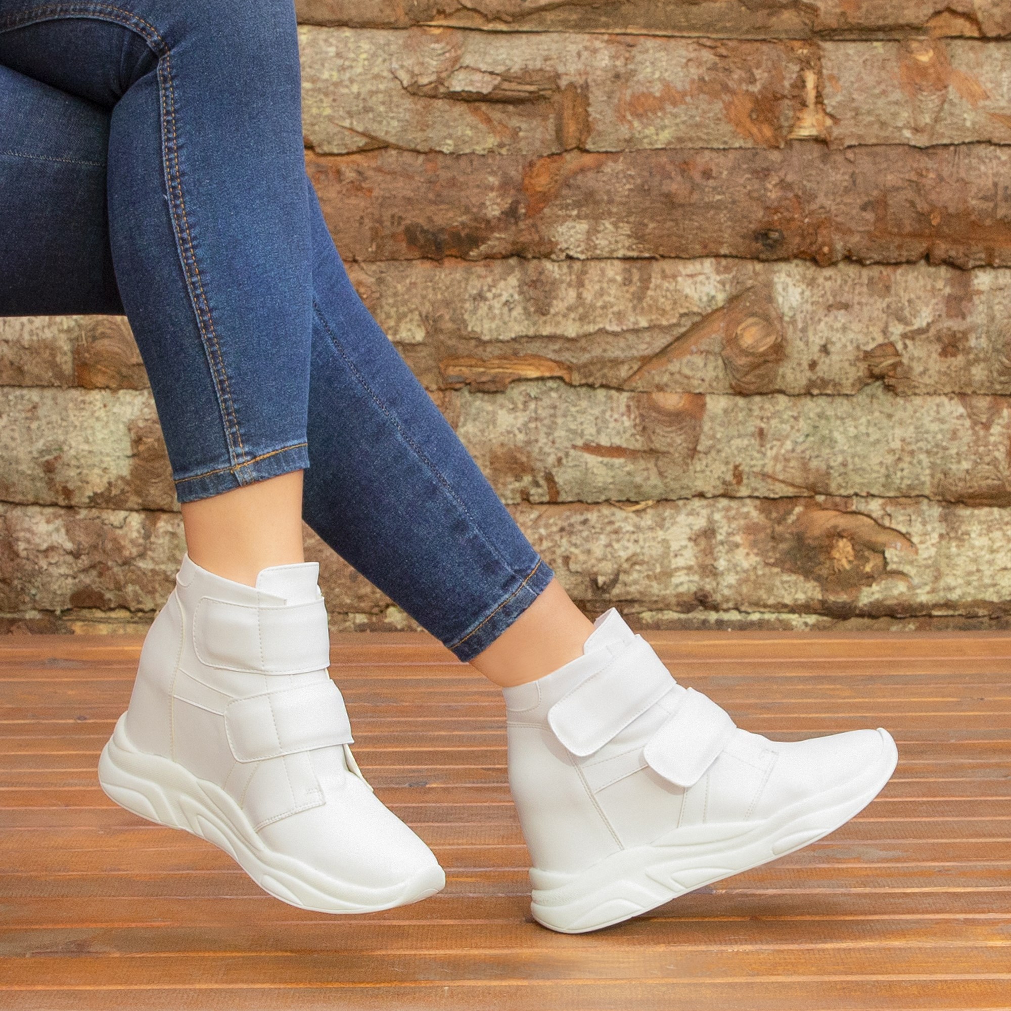 Limbo Beyaz Gizli Topuk Cırt Cırtlı Spor Ayakkabı
