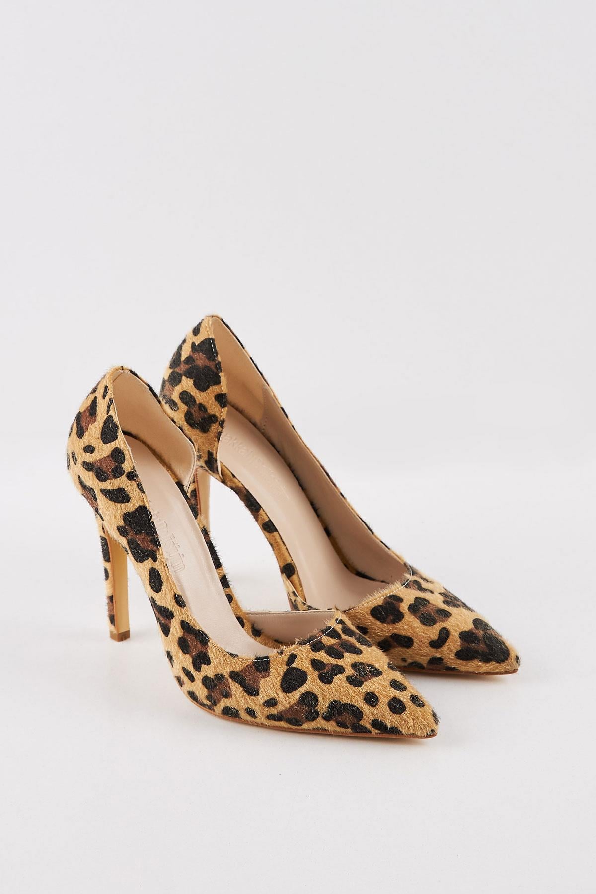 Meloni Leopar Tay Tüyü Stiletto