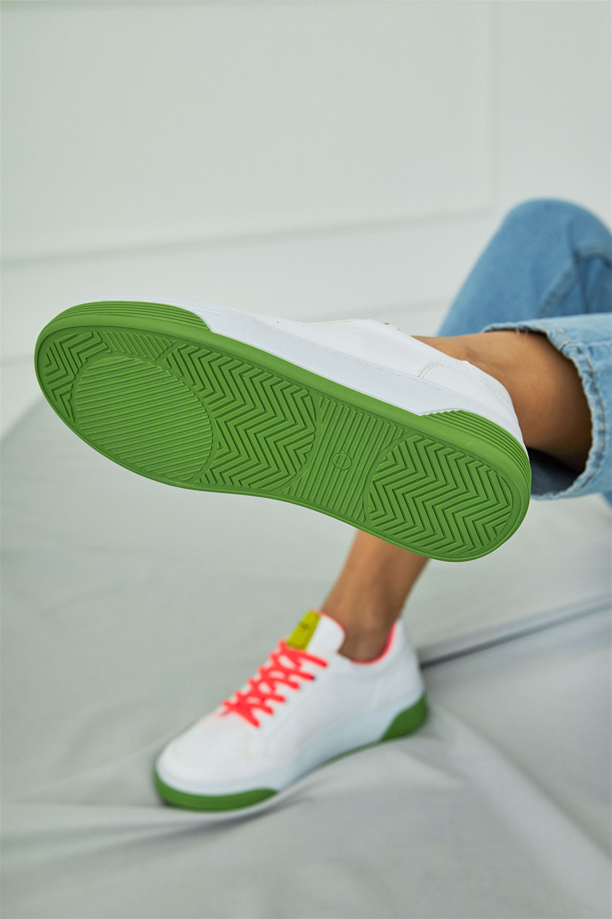 Rengos Yeşil Beyaz Neon Bağcıklı Spor Ayakkabı