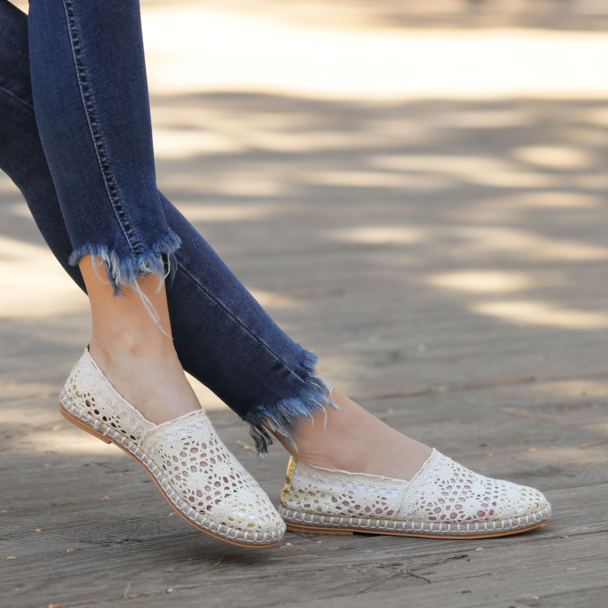 Roni Bej Dantelli Espadril Ayakkabı