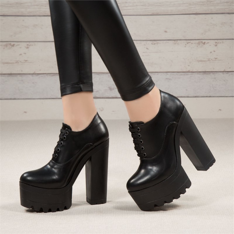 Tuvingo Siyah Kalın Topuklu Bot