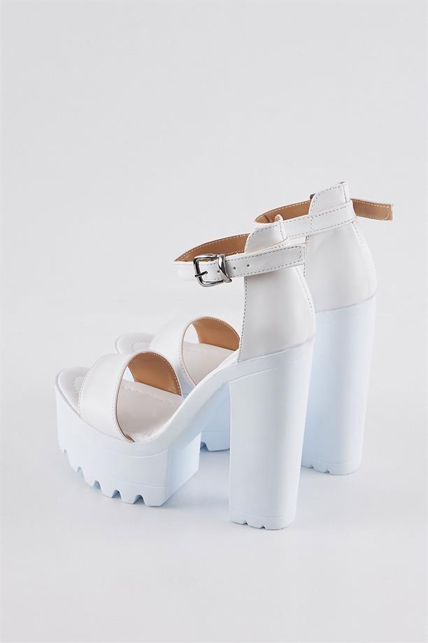 Budyaf Beyaz Tek Bantlı Platform Ayakkabı