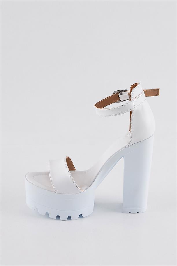 Budyaf Beyaz Tek Bantlı Platform Ayakkabı