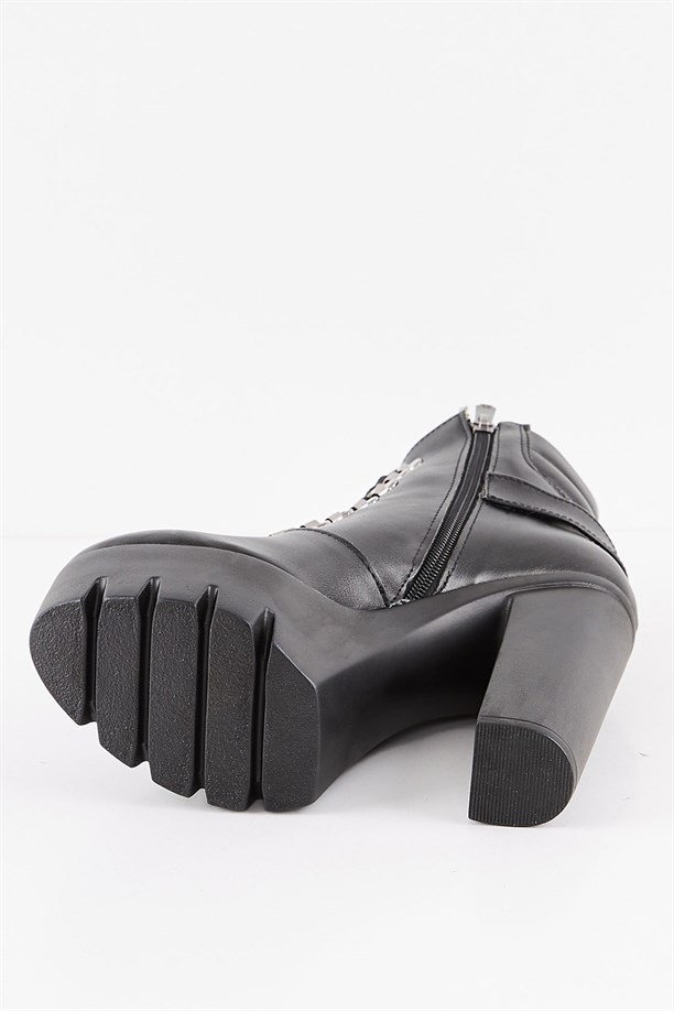 Pidve Siyah Platform Topuklu Bot