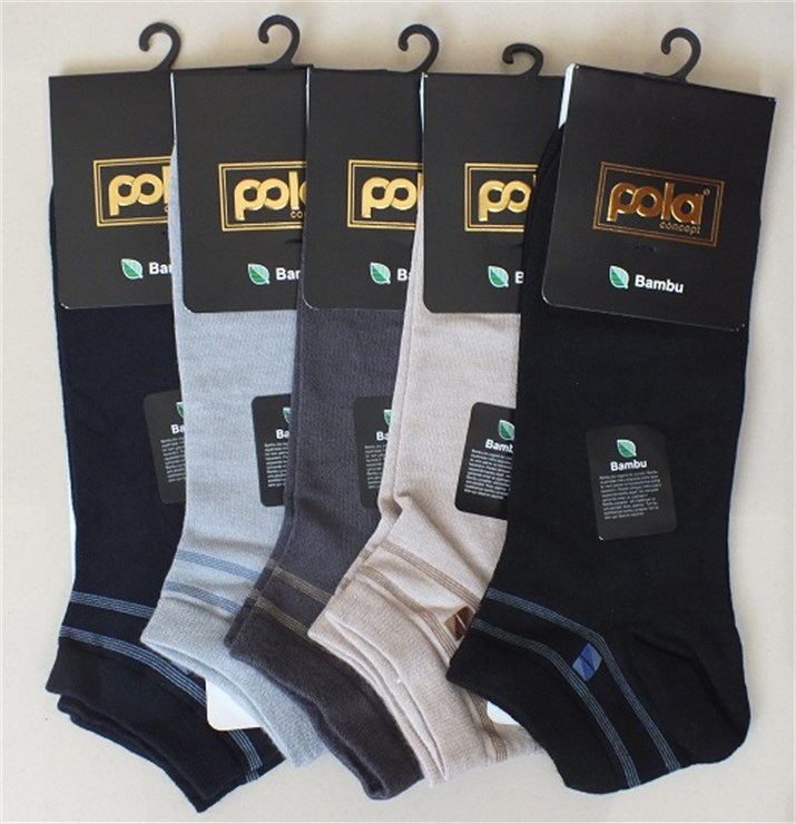 Pola Bambu Düz Patik Çorap-Erkek Çorap Modelleri-715