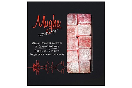 Mughe Gourmet Turkish Delight with Rose and Lemon - Small Size Snacks Gift Box w. No Nuts Sweet Luxury Traditional Confectionery Vegan Soft Candy Dessert Glucose Free Lokum (Loukoumi) 20 Pcs, 7oz