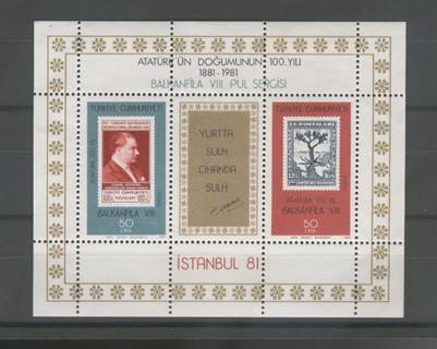 0542 Balkanfila VIII.Pul Sergisi - Atatürk 100.Yılı - Özel Blok Dantelli