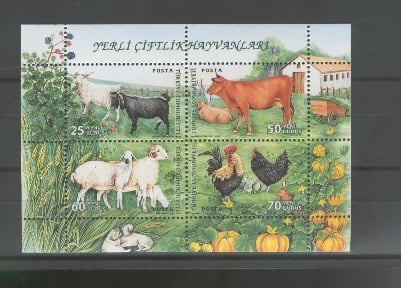 0974 Yerli Çiftlik Hayvanları Hatıra Bloku