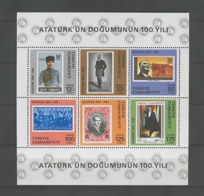 0536 Atatürk'ün Doğumunun 100.Yılı Özel Blok Dantelli
