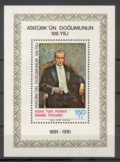0034 Atatürk'ün Doğumunun 100.Yılı-İbrahim Çallı'nın Tablosu-Özel Blok