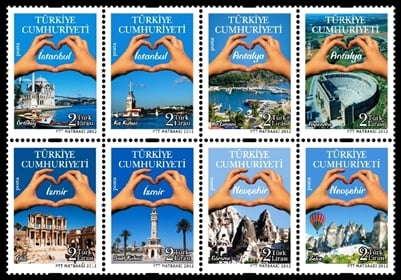 1091 Turizm Konulu Sürekli Posta Pulları