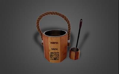 HANDCRAFT AHŞAP SAUNA KOVASI + KAŞIK
