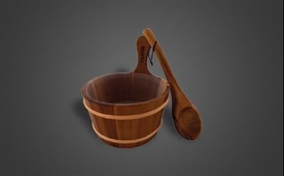 NANMU AHŞAP SAUNA KOVASI + KAŞIK (PLASTİK İÇ İLE BERABER)