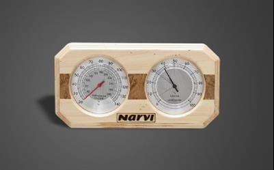 AHŞAP KAPLAMALI TERMOMETRE HİGROMETRE KOMBİNE