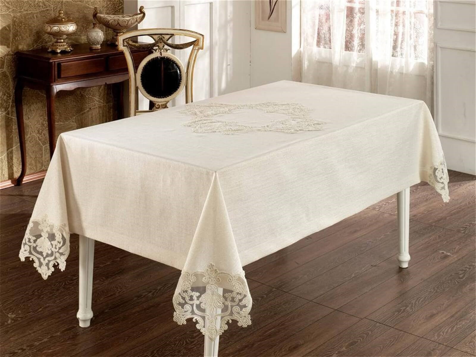  Masa Örtüsü Linen Lale  Göbekli